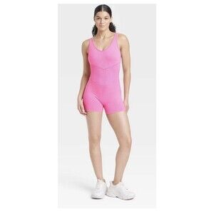 JoyLab Women's Seamless Short Active Bodysuit - Hot Pink Size Large NWT